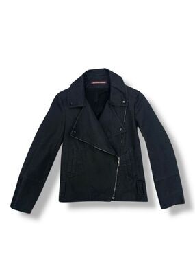 Comptoir des Cotonniers Flux Black Cotton Moto Jacket Size 36 Fits US 4 Small
